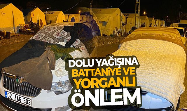 Dolu yağışına karşı araçlara battaniye ve yorganlı önlem