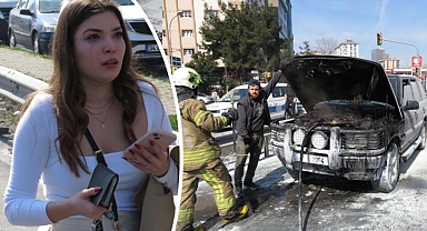 Kadıköy'de aracı yanan sürücü gözyaşlarını tutamadı