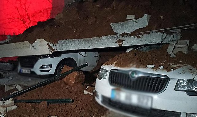 Yozgat'ta iftar vakti istinat duvarı çöktü! 11 otomobil kullanılamaz hale geldi