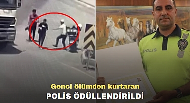 Genci ölümden kurtaran polis ödüllendirildi