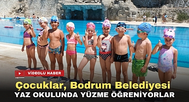 Çocuklar Bodrum Belediyesi Yaz Okulunda Yüzme Öğreniyorlar