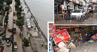 Karadeniz sel felaketi! Dereler taştı, yollar göle döndü, evleri su bastı! Karadeniz Sahil Yolu trafiğe kapandı