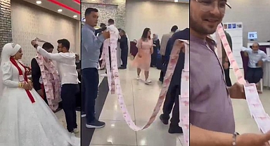Yok böyle takı! Düğün salonunun bir ucundan diğer ucuna kadar... Tam 45 metre