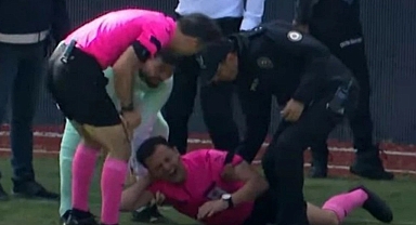 Hakem, yaralanmasına rağmen maçı yönetti
