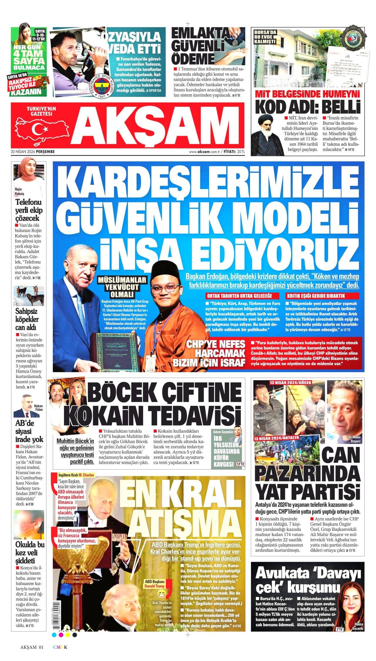 Akşam Gazetesi Gazete Manşeti