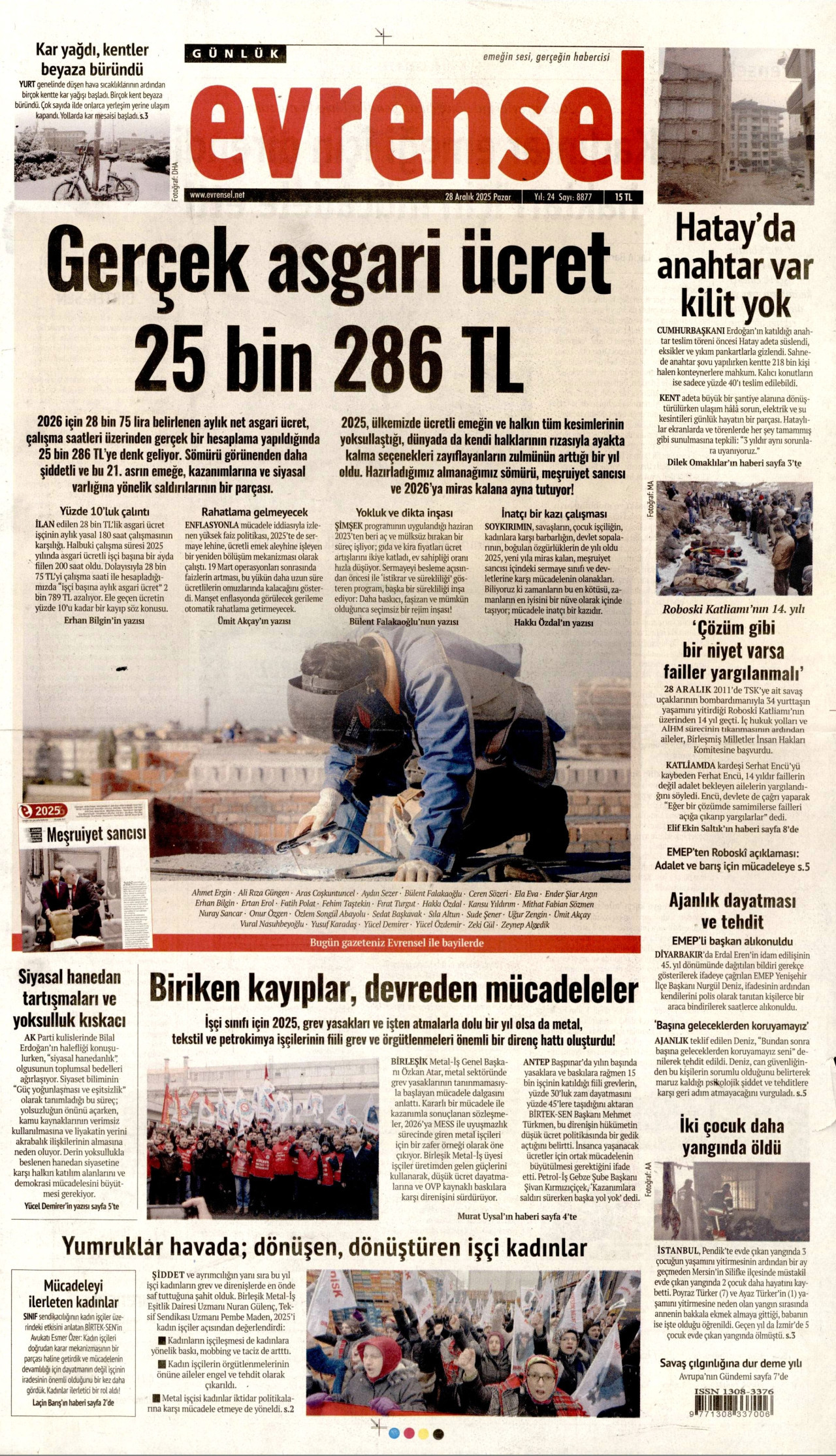 EVRENSEL Gazete Manşeti