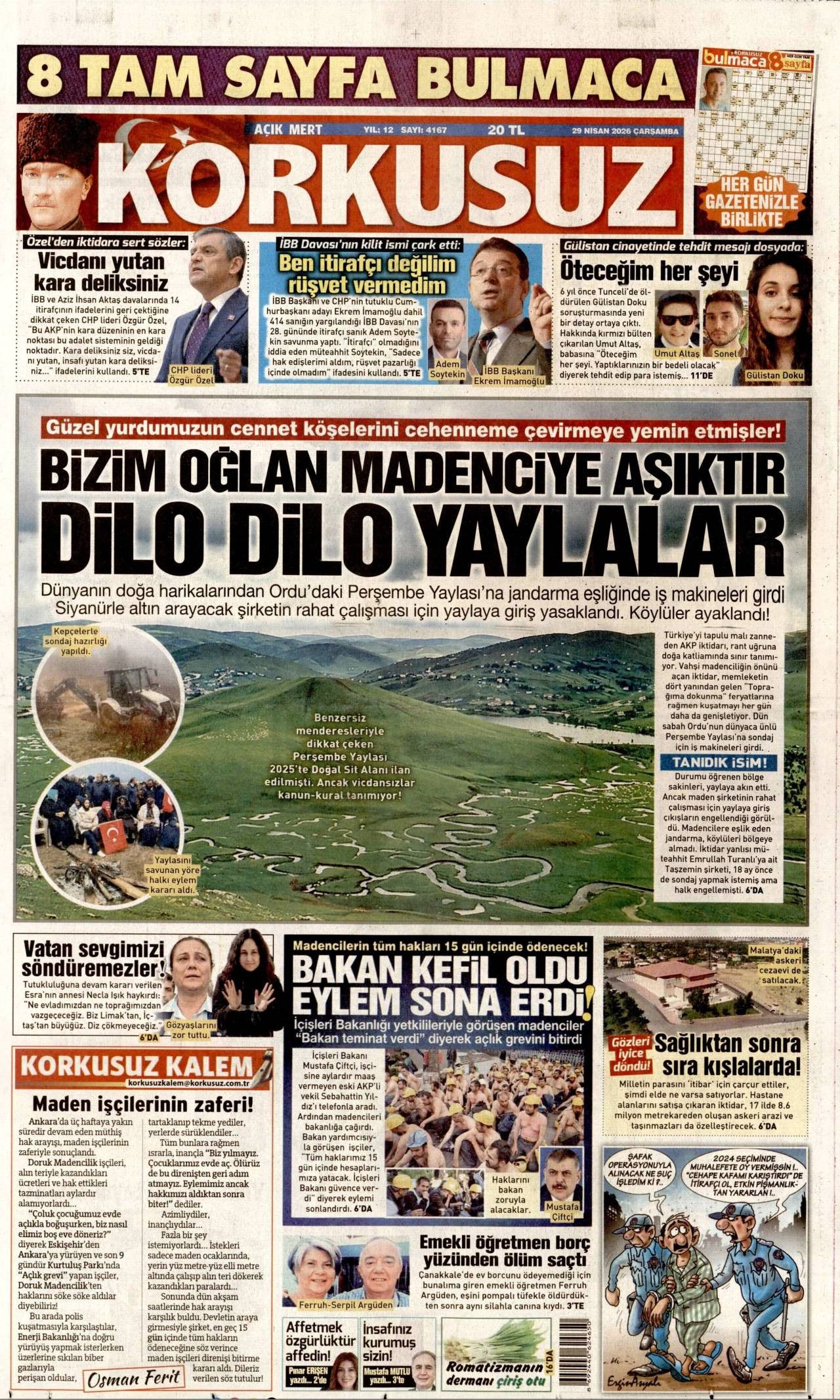 Korkusuz Gazetesi Gazete Manşeti