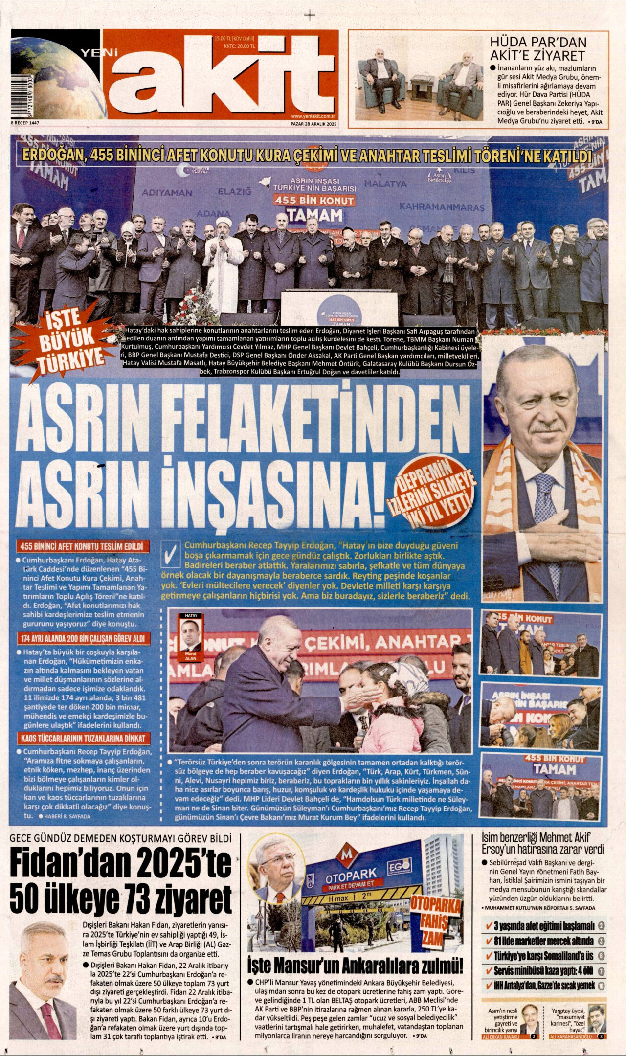 YENİ AKİT Gazete Manşeti