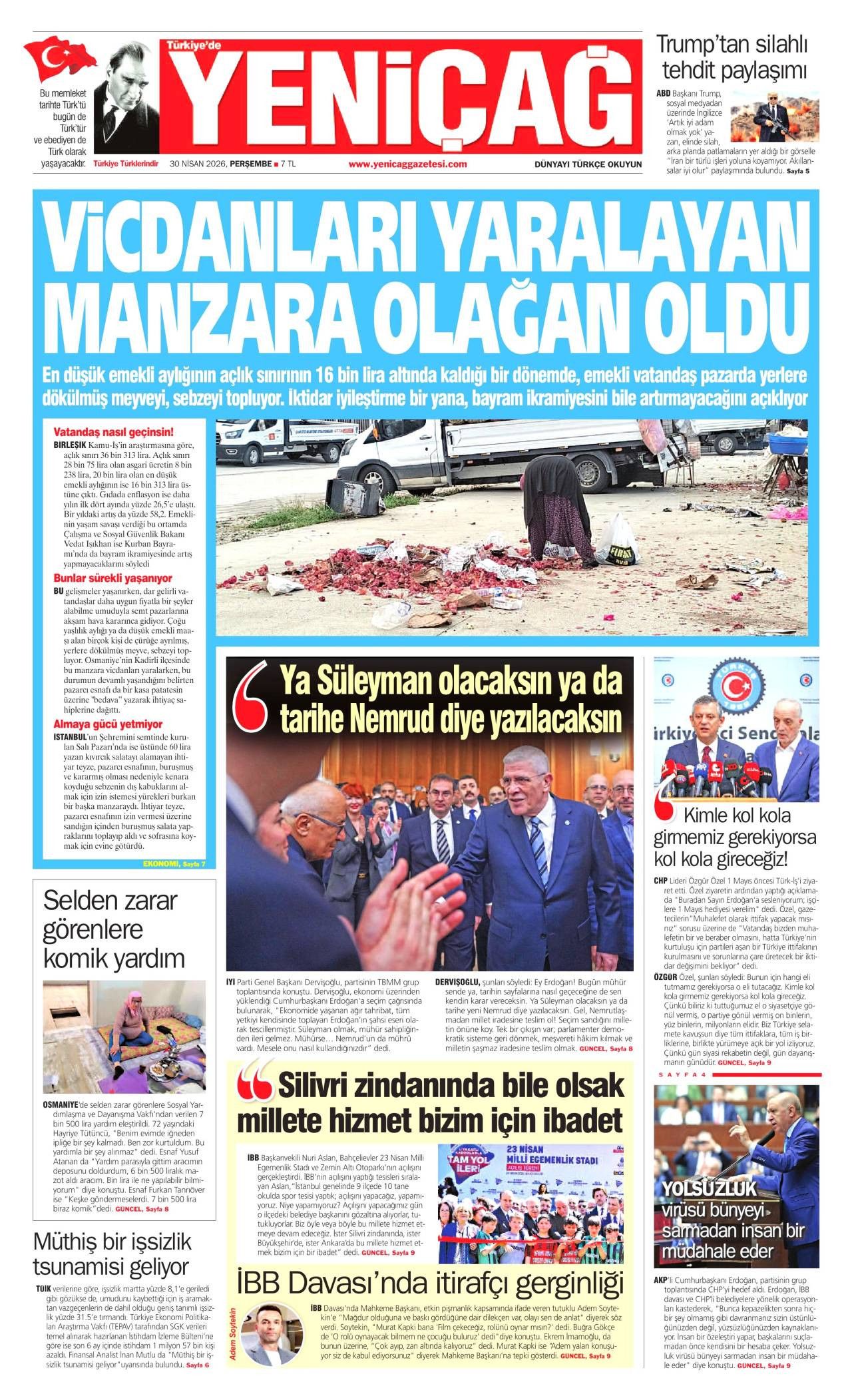 Yeniçağ Gazetesi Gazete Manşeti